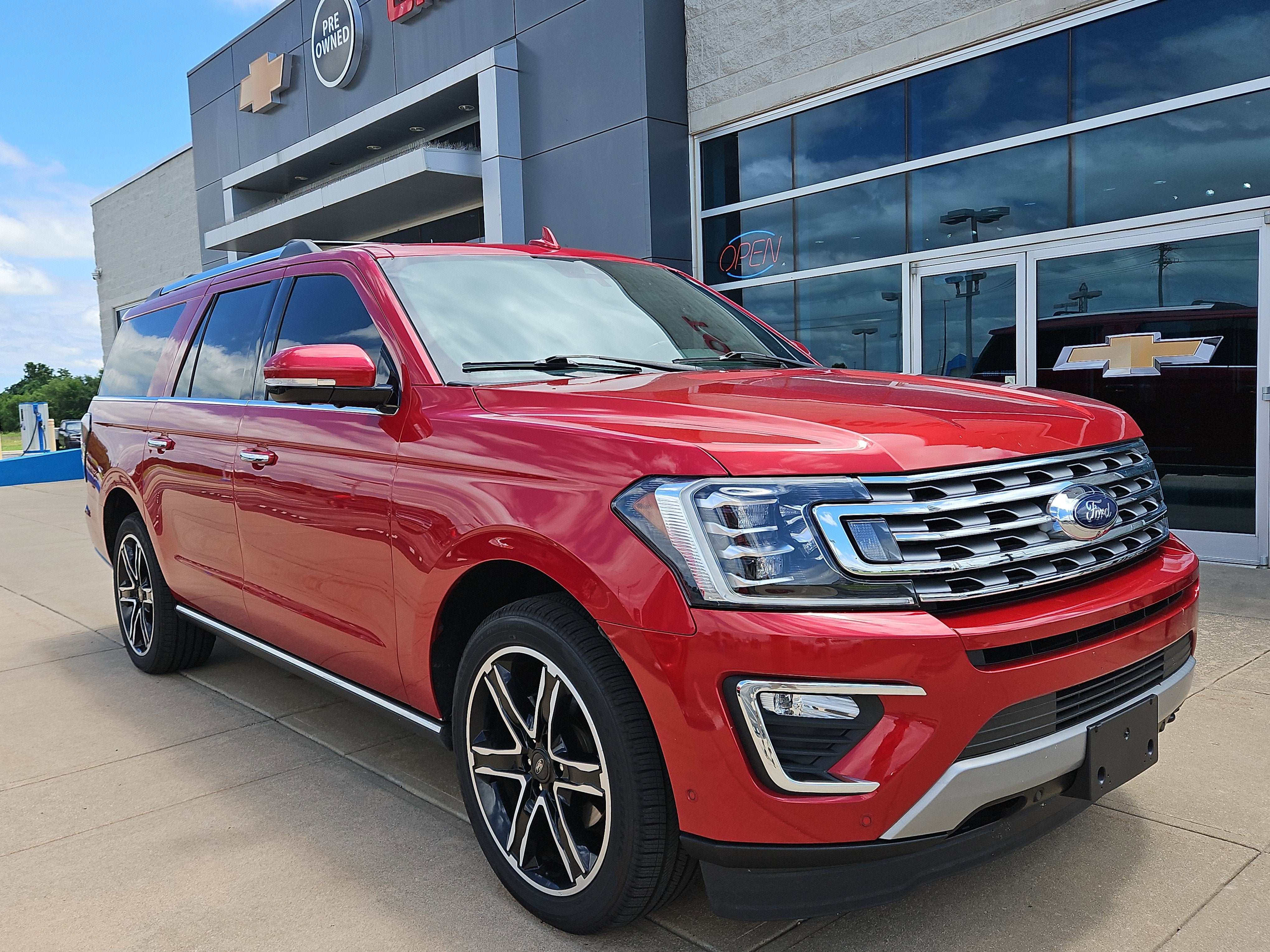 2021 Ford Expedition Max Limited in Red — front three-quarter view