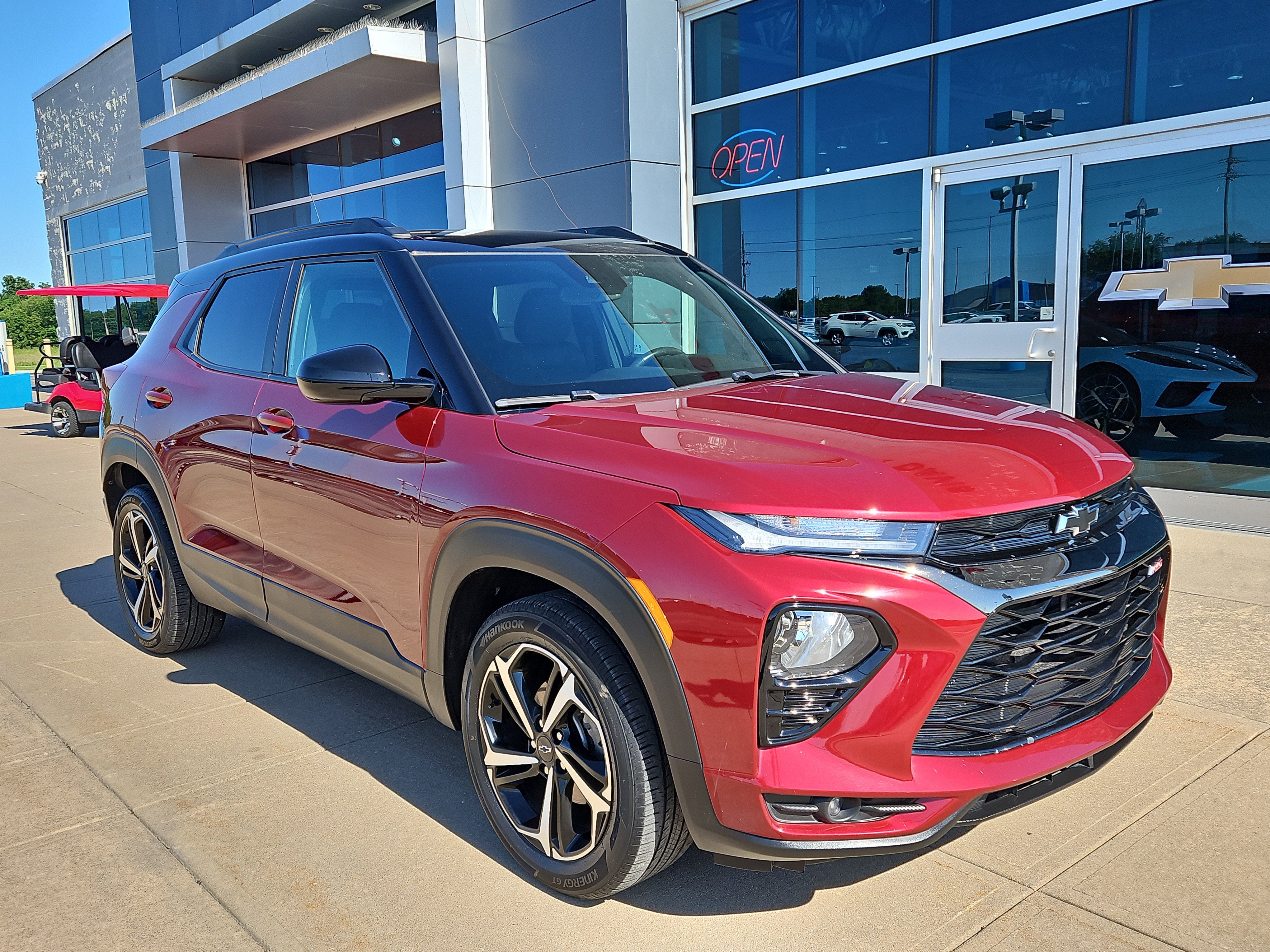 2023 Chevrolet Trailblazer RS in Crimson Metallic — front three-quarter view